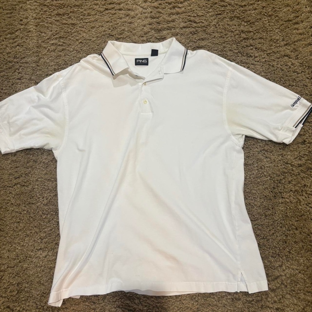 PING White Polo with Navy Contrast Trim